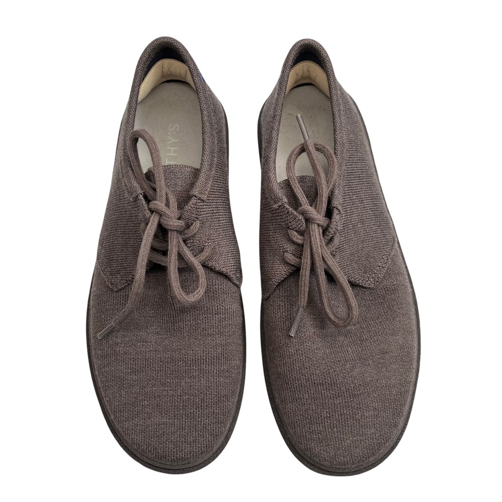 Rothys Monty Mens 9.5 Timber Brown Knit Oxford‎ Lace Up Washable Casual Comfort
